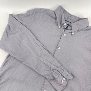 Eton Men's Slim Fit Button-Down Shirt Gray Cotton Lyocell Blend‎ XL
